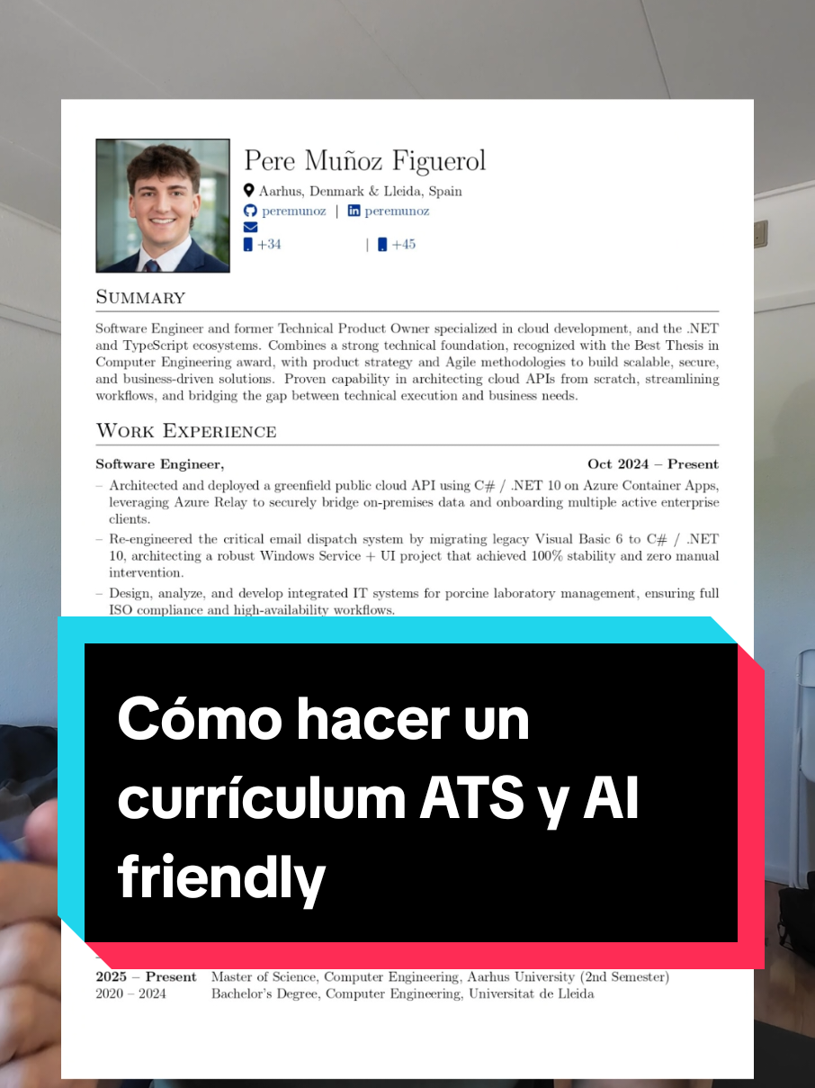 Plantilla CV LaTeX Gratis (ATS & IA) - 1 Página